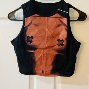 Cider Black and Brown Graphic Crop Top
